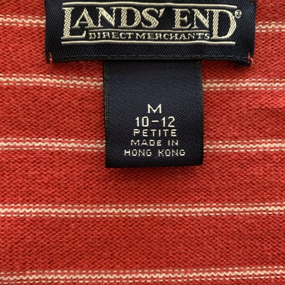 Lands' End 3/4 Sleeve V Neck Sweater Size PM Petite Medium 10-12 Coral White - Picture 5 of 6